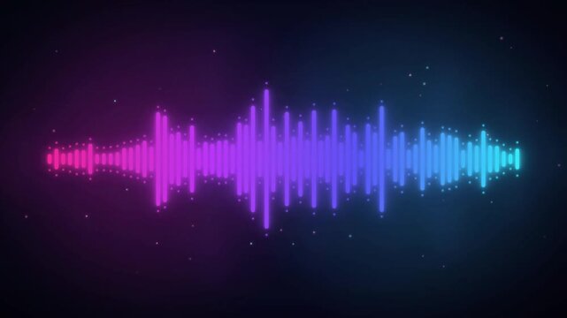 Neon pink and blue glowing audio spectrum visualizer equalizer reacting to music