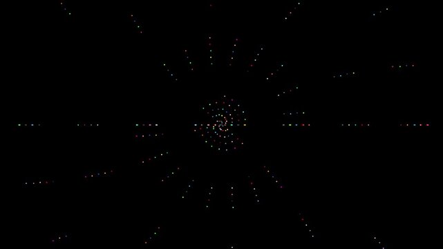 Colorful glowing pixels spin animation