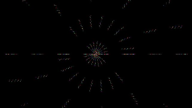 Colorful glowing pixels spin animation