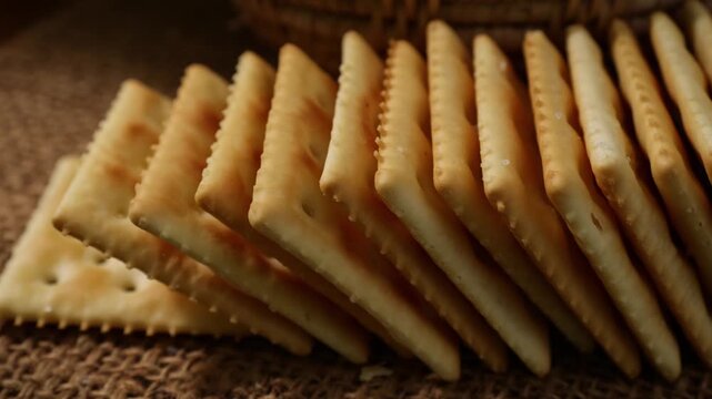 Macro shot of cracker cookies. Snacks	
