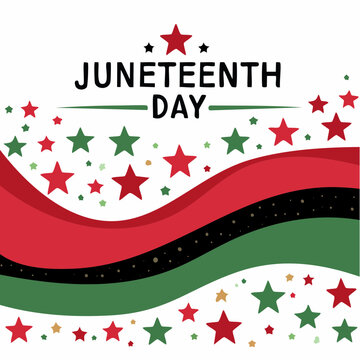 Juneteenth Day Celebration with Red, Black, and Green Decorations and Stars