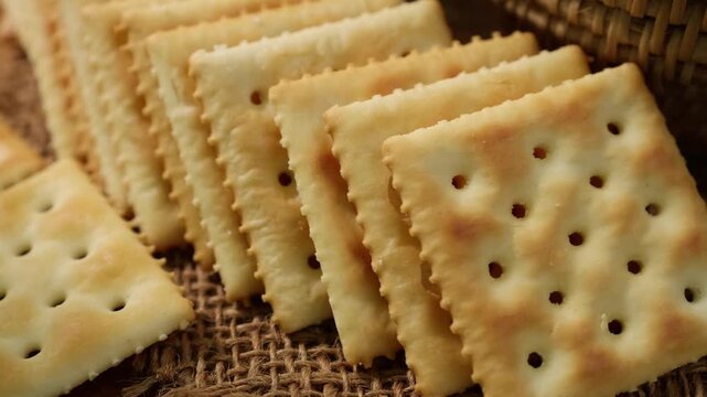 Macro shot of cracker cookies. Snacks	
