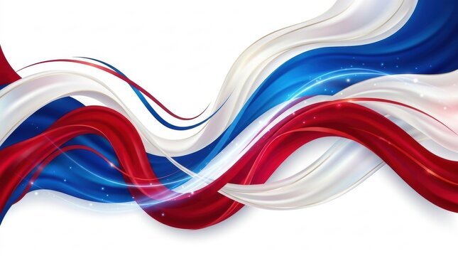 Patriotic red white and blue abstract wave background