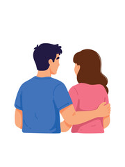 Obraz premium couple embracing from behind in romantic relationship