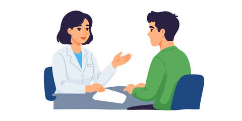 Fototapeta premium doctor consulting patient in office medical appointment illustration