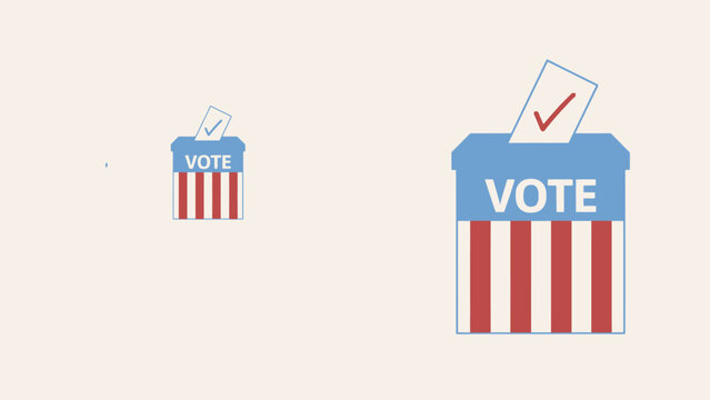 American voting boxes with vote sign and checkmark on ballot paper