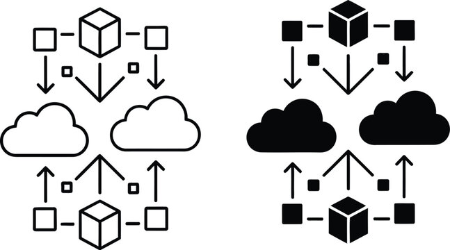 Cloud computing data transfer and storage network infrastructure diagram
