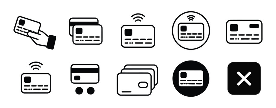 Seamless payment options with modern credit card icons for easy online transactions featuring contactless payments and secure checkout symbols for financial apps