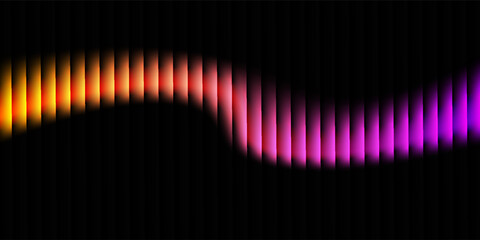 A vibrant wave pattern with a blend of purple, orange, and yellow hues on a dark background, creating a striking visual rhythm. © faika