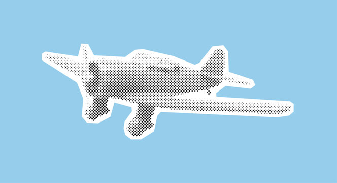 Vintage propeller airplane illustration in a retro comic book style, depicting an old monoplane aircraft used for travel or racing