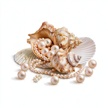 sea shells isolated on white