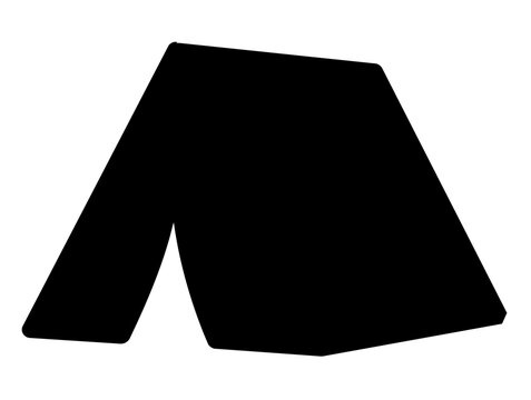 Clean flat vector line icon showing a pitched camping tent, ideal for festival maps, glamping services, trekking checklists, and wilderness guides.