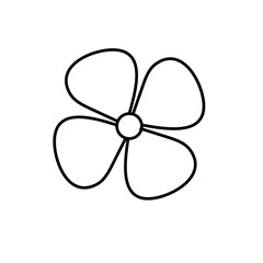 Fototapeta premium Hand Drawn Four Petal Flower Outline Doodle Icon Vector Illustration