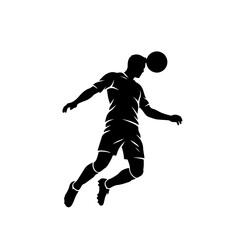 Fototapeta premium Soccer Player Header Shot Silhouette Vector on White Background