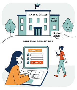Online School Enrollment Form And College Admission Concepts।