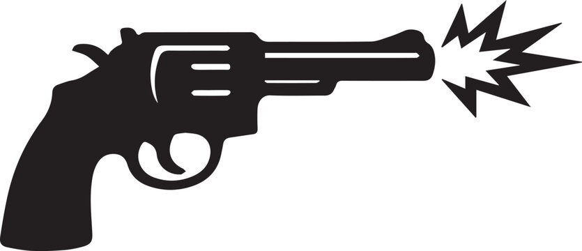 Firing revolver gun with explosion effect Vector