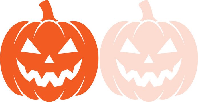Carved smiling pumpkin face silhouette graphic for happy halloween celebration scary autumn holiday horror party design elements isolated icon