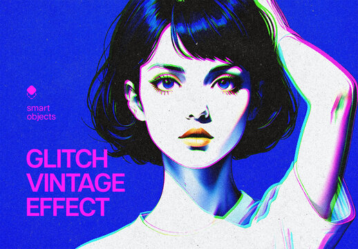 Glitch Vintage Photo Effect For Poster And Social Media Design