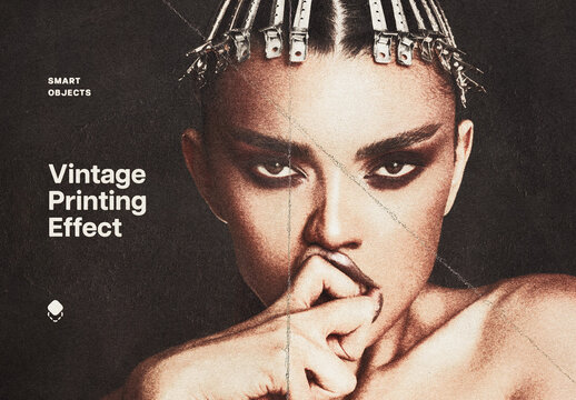 Vintage Print Photo Effect For Poster And Social Media Design