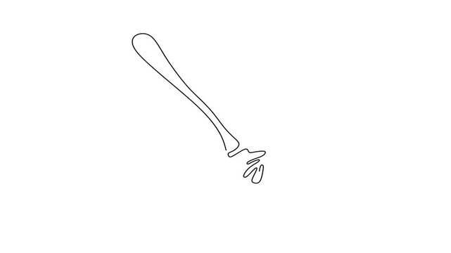 Animated self drawing of continuous line draw.  Spaghetti Fork Minimalist Line Art. Full length one line animation. 4K	