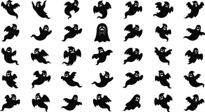 Halloween ghost silhouettes for decorations and party on october 31st