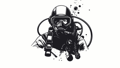 Scuba diver in full gear equipment. © adobe