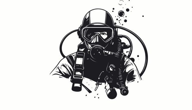 Scuba diver in full gear equipment.