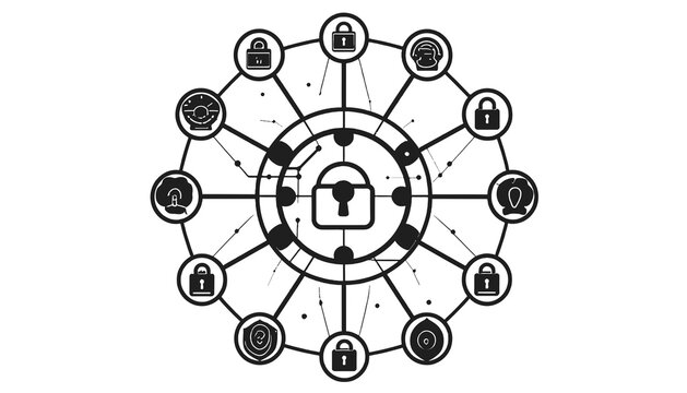 Padlock Network Security System Graphic.