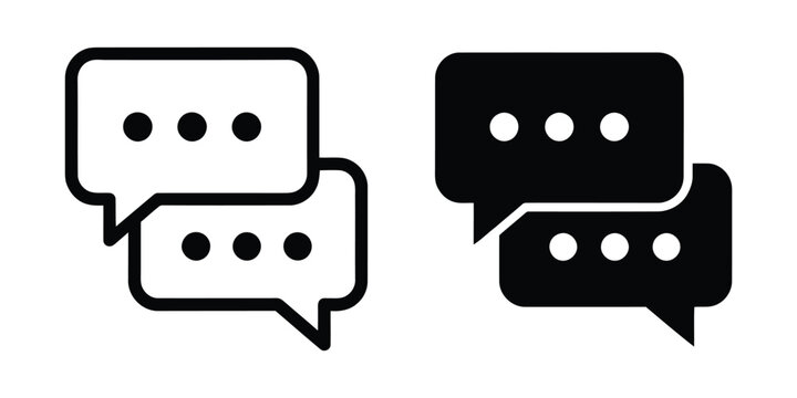 Double speech bubble icon in outline and solid style. Vector illustration