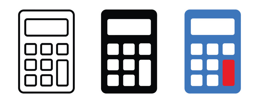 Calculator icon set for mathematical calculations and business finance