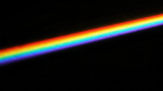 Colorful Light Spectrum Rainbow Prism Effect, Science Education, Spectrum Analysis, Light Refraction, Physics Dispersion on Dark Background Experience Wonder and Discovery