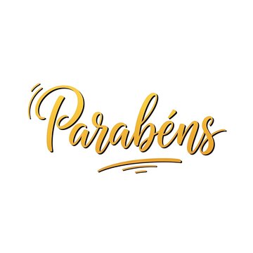 Golden Calligraphy: Elegant "Parab&eacute;ns" Script for Celebration