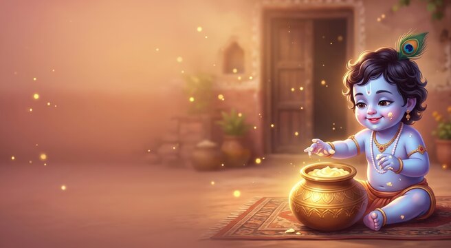 Bal Krishna Janmashtami &ndash; Golden Butter Pot