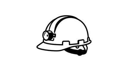 Fototapeta premium Protective hard hat with headlamp for work and safety