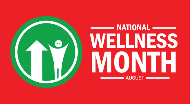National wellness month graphic design with bold red and green colors