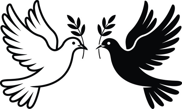 Dove vector icon simple minimalist flying birds peace