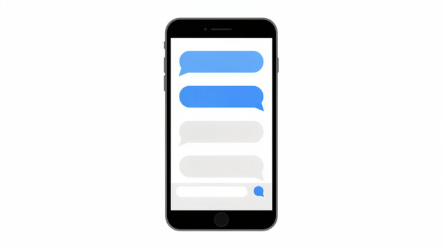 Smartphone displaying a text message conversation in blue and white interface for communication and mobile messaging