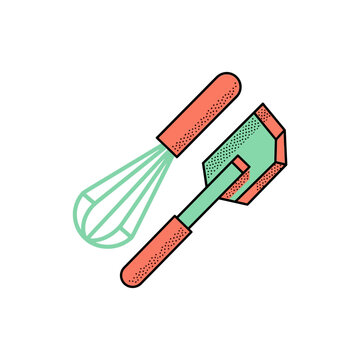 Kitchen Utensils Whisk and Spatula Tools.