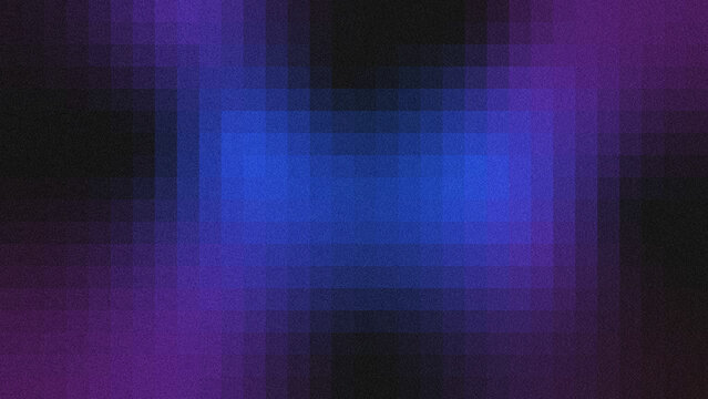 Minimal abstract backdrop featuring layered semi-transparent grid frames, smooth blue-purple radial gradient, vintage grain noise texture, dark black outer edges, central blank copy space.