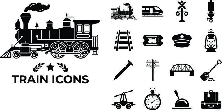 Comprehensive Train and Railway Transport Icon Set