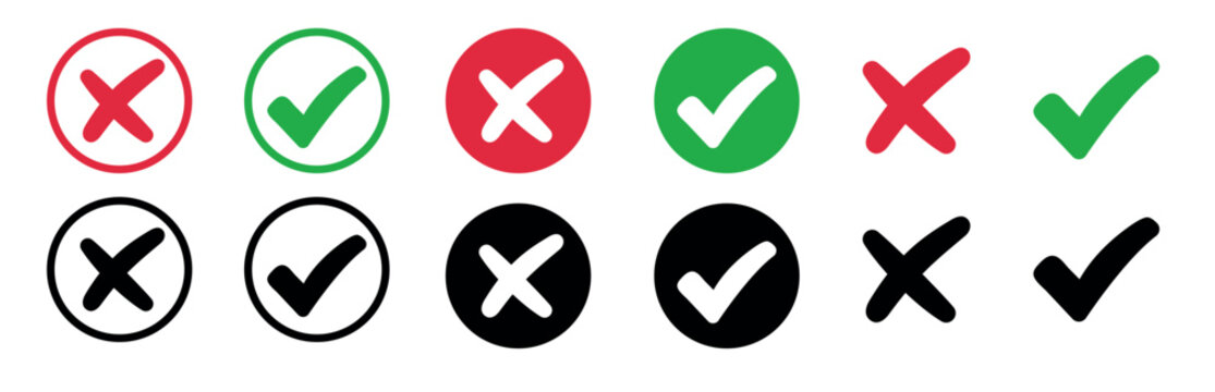 Set check mark and cross. Vector illustartion
