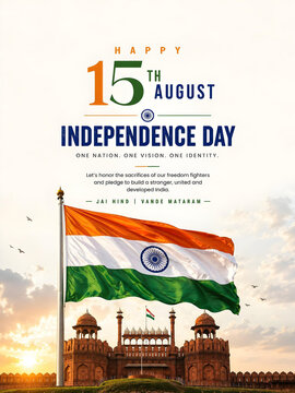 India Independence Day celebration with flag and architecture
