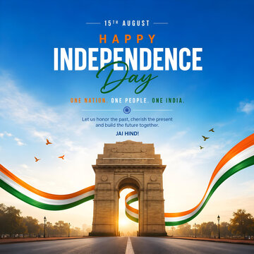India Independence Day celebration with tricolor flag at Gateway of India, Mumbai