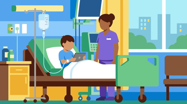 Pediatric Patient Receiving IV Fluids in Hospital