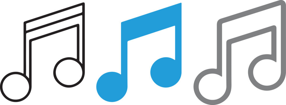 Hand drawn music note icon set, vector illustration of musical notes symbols with transparent background for audio, sound and entertainment design.