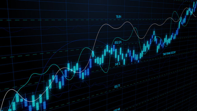 Blue chart stock market investment trading, investment finance business and exchange growth concept, index analysis global futuristic