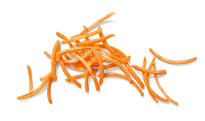 Fresh carrot strips on white background. Fresh carrot sliced. © Tatyana Sidyukova