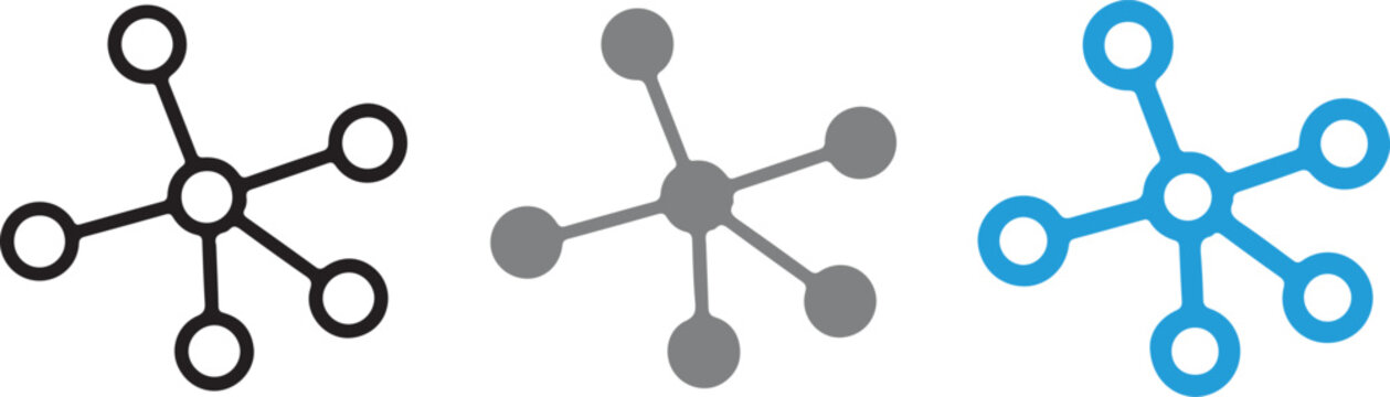 Set of network connection icons with transparent background, simple minimalist node illustration vector elements for digital communication and tech design.