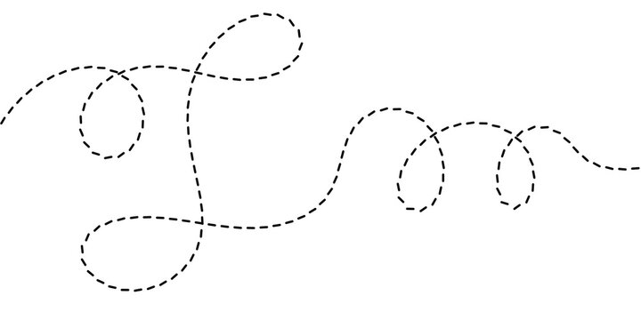 Elegant and whimsical dotted lines, depicting a lighthearted journey or a decorative swirling path, ideal for creative graphic design projects and illustrative accents