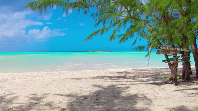A 4k revealing aerial clip at a remote beach in Middle Caicos